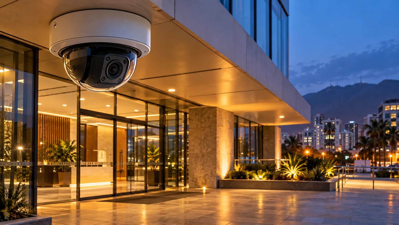 Cámara IP instalada en el exterior de un edificio